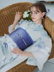 画像1: 【予約 / 5月中旬発送予定】水彩百合ナチュラルブルー浴衣【浴衣３点セット 浴衣/帯/下駄】OBI-g-500-kj-9-NV / HIMO-900-yn-4-GYxGY / HEKO-800-sb-8-DusBL / YA-1074-kn-BL / GETA-01-kj-2-BL / [y/YMT] (1)