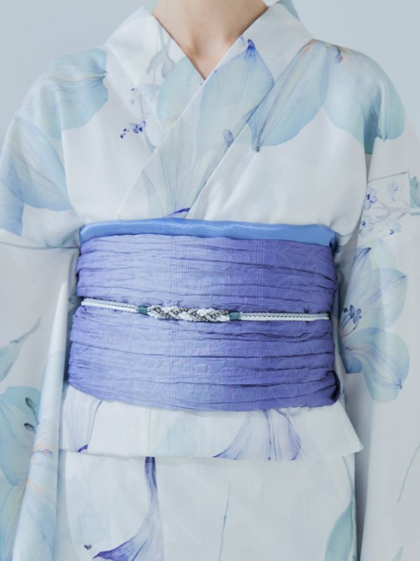 画像19: 【即日発送】【浴衣セール！】水彩百合ナチュラルブルー浴衣【浴衣３点セット 浴衣/帯/下駄】[YMT] (19)