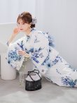 画像11: 【予約 / 5月中旬発送予定】瑠璃色ビオラブーケ浴衣 OBI-g-500-kj-8-GY / HIMO-900-yn-4-GYxGY / HEKO-800-sb-8-DusBL / YA-953-kn-BL / GETA-01-kj-2-BL/ [y/YMT] (11)