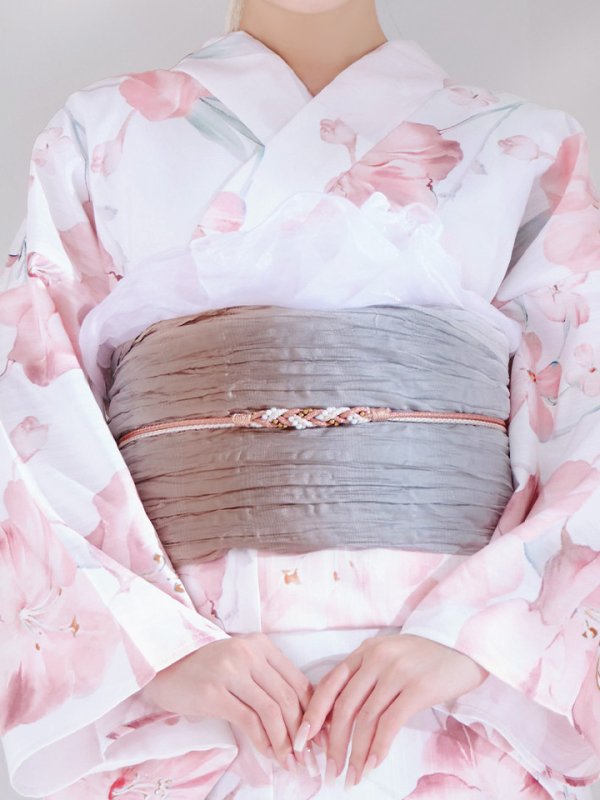 画像15: 【即日発送】ニュアンスピンク水彩朝顔浴衣 【浴衣3点セット 浴衣/帯/下駄】[YMT] (15)