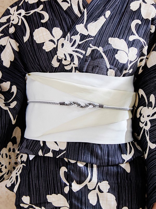 画像19: 【即日発送】黒地ストライプ彼岸花浴衣 【浴衣３点セット 浴衣/帯/下駄】[y/YMT] (19)