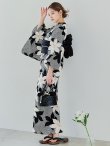 画像13: 白百合鹿子模様浴衣【浴衣３点セット 浴衣/帯/下駄】 OBI-siwa-204-wk-1-B / HIMO-900-yn-1-B / YA-1016-kj-CL / GETA-01-kj-1-B / [y/OF01] (13)