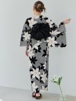画像21: 白百合鹿子模様浴衣【浴衣３点セット 浴衣/帯/下駄】 OBI-siwa-204-wk-1-B / HIMO-900-yn-1-B / YA-1016-kj-CL / GETA-01-kj-1-B / [y/OF01] (21)