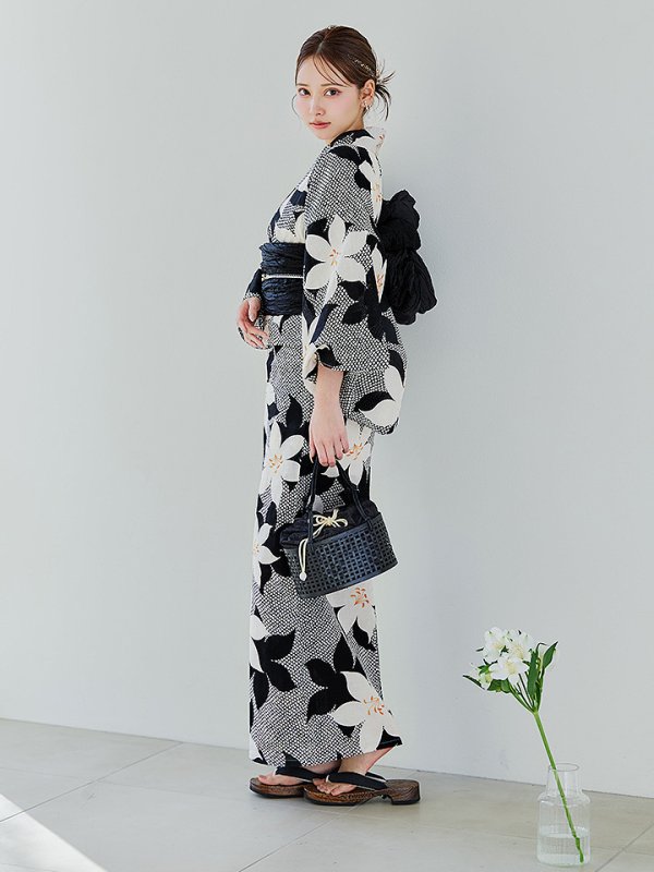 画像9: 【即日発送】白百合鹿子模様浴衣【浴衣３点セット 浴衣/帯/下駄】 [YMT/o] (9)