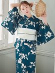 画像1: 【予約 / 5月中旬発送予定】藍色椿桜柄浴衣 OBI-hira-100-ok-15-WxW / HIMO-902-kj-1-BLGR / YA-73-kn-BLGR / GETA-01-kj-3-IV/ [y/OF01] (1)