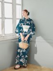 画像5: 【予約 / 5月中旬発送予定】藍色椿桜柄浴衣 OBI-hira-100-ok-15-WxW / HIMO-902-kj-1-BLGR / YA-73-kn-BLGR / GETA-01-kj-3-IV/ [y/OF01] (5)