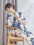 画像2: 【予約 / 5月中旬発送予定】蒼菖蒲柄浴衣 OBI-hira-100-ok-4-DusBL / HIMO-900-yn-4-GYxGY / / YA-1002-kj-BL / GETA-01-kj-2-BL/ [y/OF01] (2)