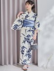 画像3: 【予約 / 5月中旬発送予定】蒼菖蒲柄浴衣 OBI-hira-100-ok-4-DusBL / HIMO-900-yn-4-GYxGY / / YA-1002-kj-BL / GETA-01-kj-2-BL/ [y/OF01] (3)