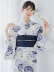 画像7: 【予約 / 5月中旬発送予定】牡丹流れる清流浴衣 OBI-siwa-204-wk-4-NV / HIMO-900-yn-1-B / / YA-953-kn-BL / GETA-01-kj-2-BL/ [/OF01] (7)