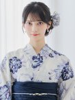 画像8: 【予約 / 5月中旬発送予定】牡丹流れる清流浴衣 OBI-siwa-204-wk-4-NV / HIMO-900-yn-1-B / / YA-953-kn-BL / GETA-01-kj-2-BL/ [/OF01] (8)