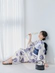 画像9: 【予約 / 5月中旬発送予定】牡丹流れる清流浴衣 OBI-siwa-204-wk-4-NV / HIMO-900-yn-1-B / / YA-953-kn-BL / GETA-01-kj-2-BL/ [/OF01] (9)
