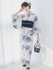 画像12: 【予約 / 5月中旬発送予定】牡丹流れる清流浴衣 OBI-siwa-204-wk-4-NV / HIMO-900-yn-1-B / / YA-953-kn-BL / GETA-01-kj-2-BL/ [/OF01] (12)