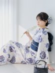 画像13: 【予約 / 5月中旬発送予定】牡丹流れる清流浴衣 OBI-siwa-204-wk-4-NV / HIMO-900-yn-1-B / / YA-953-kn-BL / GETA-01-kj-2-BL/ [/OF01] (13)