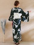 画像18: 【即日発送】ストライプ菖蒲柄浴衣【浴衣３点セット 浴衣/帯/下駄】 OBI-hira-100-ok-15-WxW / HIMO-900-yn-1-B / YA-1072-kn-B / GETA-01-kj-1-B / [/OF01] (18)