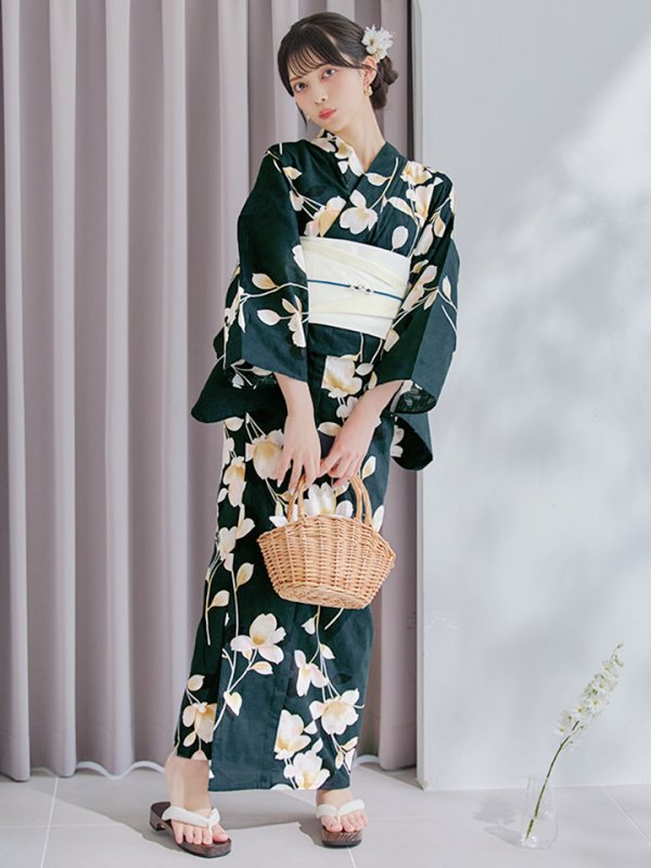 画像19: 【即日発送】花薫る深緑浴衣【浴衣３点セット 浴衣/帯/下駄】[YMT] (19)