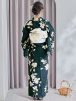 画像20: 【即日発送】花薫る深緑浴衣 OBI-hira-100-ok-15-WxW / HIMO-902-kj-1-BLGR / / YA-951-kn-W / GETA-01-kj-3-IV / [/OF01] (20)