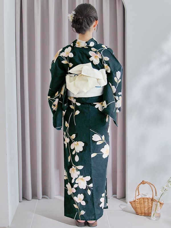 画像20: 【即日発送】花薫る深緑浴衣【浴衣３点セット 浴衣/帯/下駄】[YMT] (20)