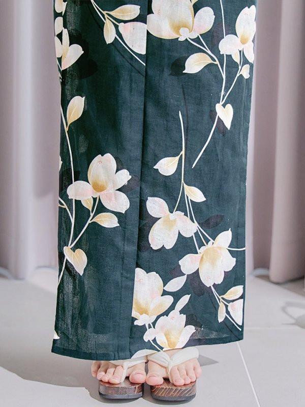 画像22: 【即日発送】花薫る深緑浴衣【浴衣３点セット 浴衣/帯/下駄】[YMT] (22)