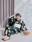 画像6: 【即日発送】花薫る深緑浴衣 OBI-hira-100-ok-15-WxW / HIMO-902-kj-1-BLGR / / YA-951-kn-W / GETA-01-kj-3-IV / [/OF01] (6)