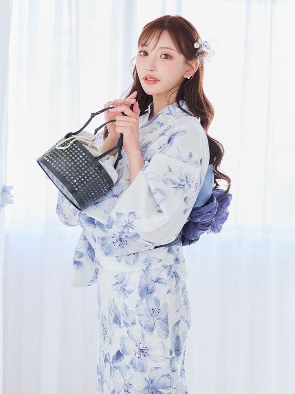 画像28: 【即日発送】モダンフラワー大人エレガント浴衣【浴衣３点セット 浴衣/帯/下駄】[OF04] (28)