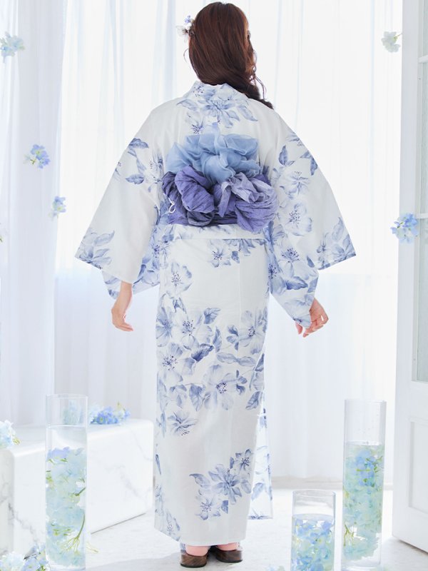 画像17: 【即日発送】モダンフラワー大人エレガント浴衣【浴衣３点セット 浴衣/帯/下駄】[OF04] (17)