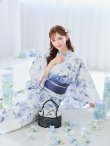 画像9: モダンフラワー大人エレガント浴衣 OBI-g-500-kj-9-NV / HIMO-906-yn-IV / HEKO-800-sb-8-DusBL / YA-1016-kj-GY / GETA-01-kj-2-BL/ [YMT] (9)