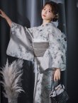 画像3: クラシカルフラワー大人モード浴衣 OBI-siwa-204-wk-3-LGY / HIMO-900-yn-3-GYxGD / HEKO-800-sb-5-W / YA-1016-kj-GY / GETA-01-kj-3-IV/ [YMT] (3)
