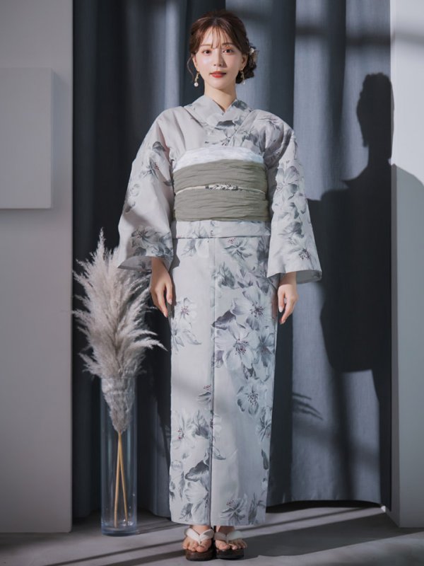 画像4: 【即日発送】クラシカルフラワー大人モード浴衣【浴衣３点セット 浴衣/帯/下駄】[YMT] (4)