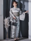 画像6: クラシカルフラワー大人モード浴衣 OBI-siwa-204-wk-3-LGY / HIMO-900-yn-3-GYxGD / HEKO-800-sb-5-W / YA-1016-kj-GY / GETA-01-kj-3-IV/ [YMT] (6)