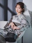 画像8: クラシカルフラワー大人モード浴衣 OBI-siwa-204-wk-3-LGY / HIMO-900-yn-3-GYxGD / HEKO-800-sb-5-W / YA-1016-kj-GY / GETA-01-kj-3-IV/ [YMT] (8)