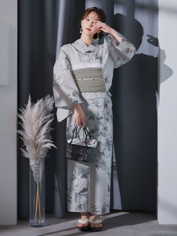 画像10: 【即日発送】クラシカルフラワー大人モード浴衣【浴衣３点セット 浴衣/帯/下駄】[YMT] (10)