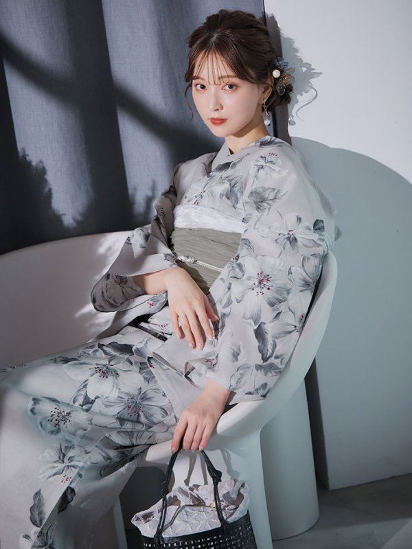 画像11: 【即日発送】クラシカルフラワー大人モード浴衣【浴衣３点セット 浴衣/帯/下駄】[YMT] (11)