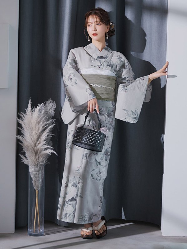 画像13: 【即日発送】クラシカルフラワー大人モード浴衣【浴衣３点セット 浴衣/帯/下駄】[YMT] (13)