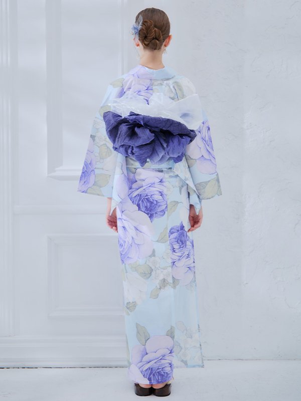 画像15: 【即日発送】アンティークブルーローズ浴衣【浴衣３点セット 浴衣/帯/下駄】[YMT] (15)