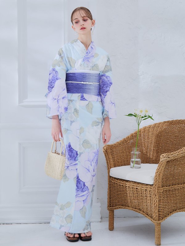 画像28: 【即日発送】アンティークブルーローズ浴衣【浴衣３点セット 浴衣/帯/下駄】[YMT] (28)