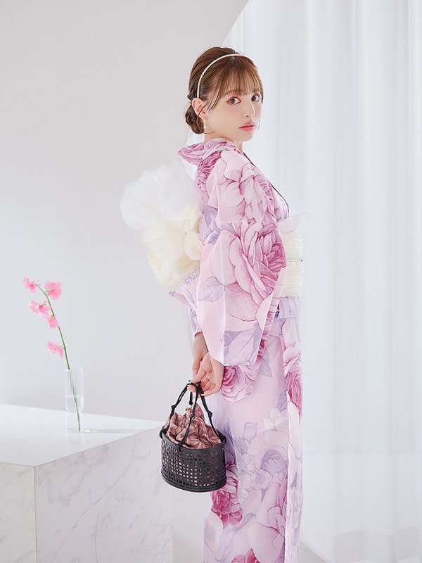 画像11: 【即日発送】アンティーク薔薇浴衣【浴衣３点セット 浴衣/帯/下駄】[YMT] (11)