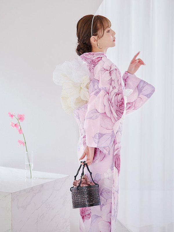 画像12: 【即日発送】アンティーク薔薇浴衣【浴衣３点セット 浴衣/帯/下駄】[YMT] (12)