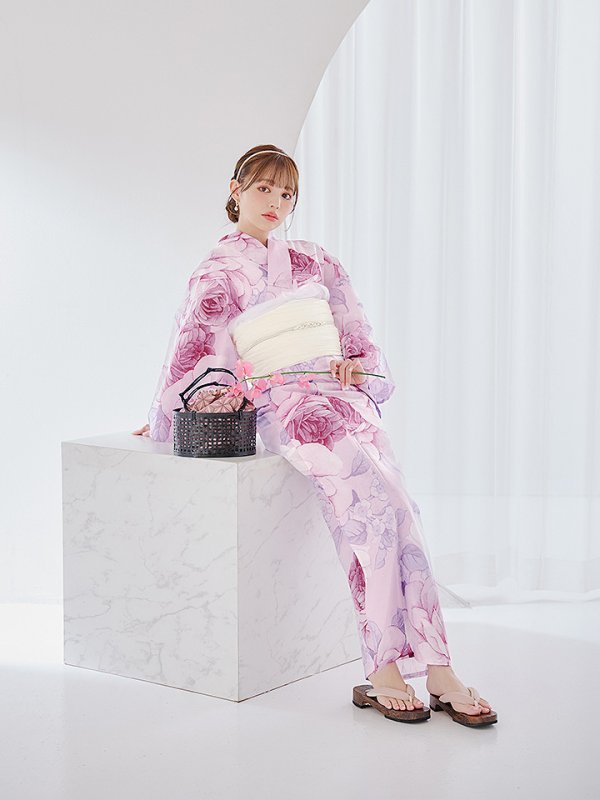 画像13: 【即日発送】アンティーク薔薇浴衣【浴衣３点セット 浴衣/帯/下駄】[YMT] (13)