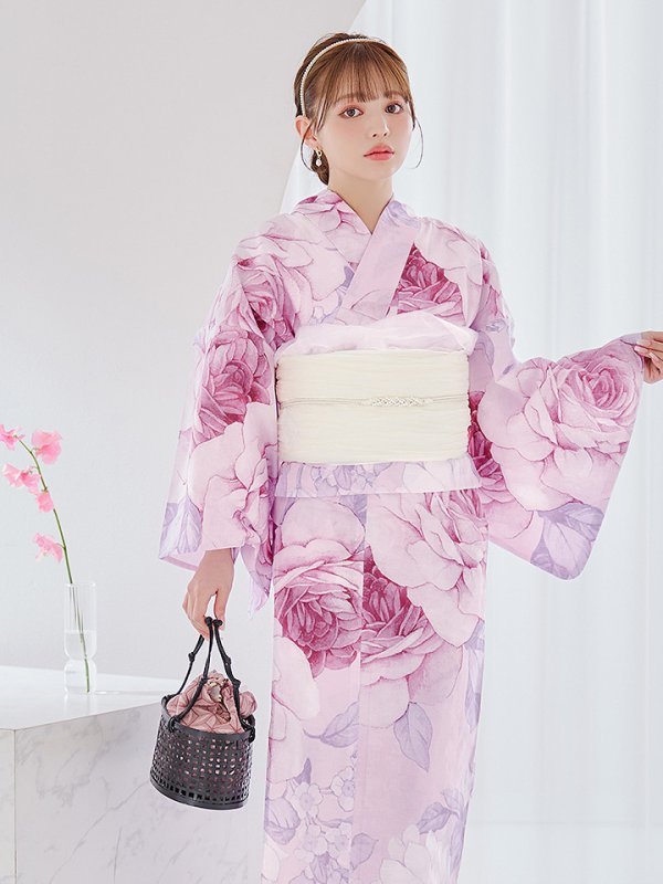 画像6: 【即日発送】アンティーク薔薇浴衣【浴衣３点セット 浴衣/帯/下駄】[YMT] (6)