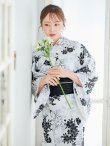 画像5: 【予約 /5月中旬発送予定】ホワイトブラック桜柄浴衣 OBI-siwa-204-wk-1-B / HIMO-900-yn-1-B / YA-73-kn-GY / GETA-01-kj-1-B/ [o/OF01] (5)