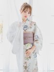 画像13: 【予約 / 5月下旬発送予定】フローラルピンクブルー浴衣 OBI-siwa-204-wk-14-DusP / HIMO-900-yn-8-P / HEKO-800-sb-11-MOC / YA-1077-wk-P / GETA-02-ok-8-RoseP/ [y/OF01] (13)