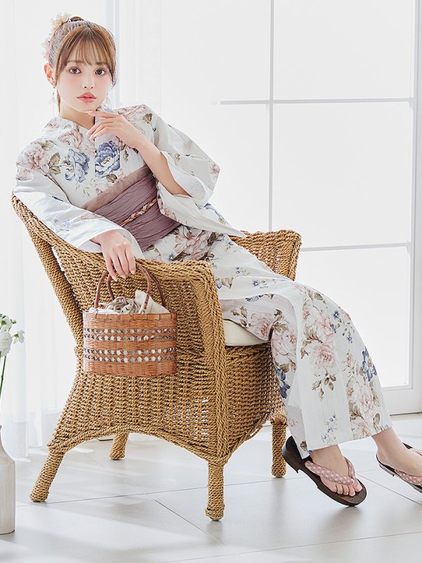 画像18: 【即日発送】フローラルピンクブルー浴衣【浴衣３点セット 浴衣/帯/下駄】[YMT] (18)