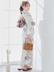 画像3: 【予約 / 5月下旬発送予定】フローラルピンクブルー浴衣 OBI-siwa-204-wk-14-DusP / HIMO-900-yn-8-P / HEKO-800-sb-11-MOC / YA-1077-wk-P / GETA-02-ok-8-RoseP/ [y/OF01] (3)