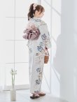 画像6: 【予約 / 5月下旬発送予定】フローラルピンクブルー浴衣 OBI-siwa-204-wk-14-DusP / HIMO-900-yn-8-P / HEKO-800-sb-11-MOC / YA-1077-wk-P / GETA-02-ok-8-RoseP/ [y/OF01] (6)