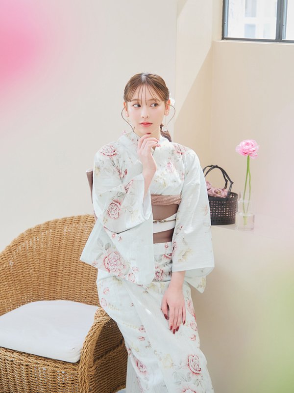 画像10: 【即日発送】赤黄色フラワー浴衣【浴衣３点セット 浴衣/帯/下駄】[YMT] (10)