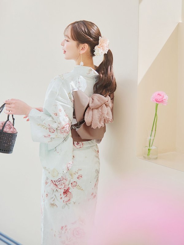 画像14: 【即日発送】赤黄色フラワー浴衣【浴衣３点セット 浴衣/帯/下駄】[YMT] (14)