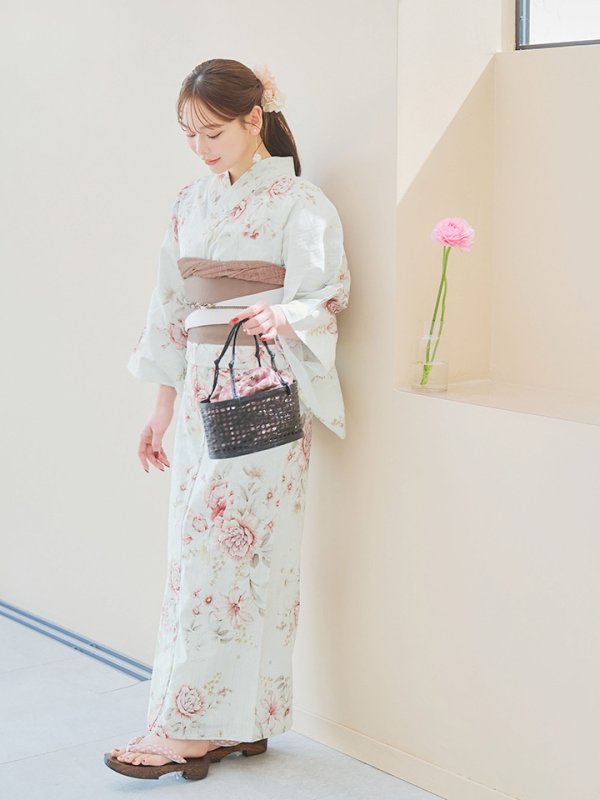 画像8: 【即日発送】赤黄色フラワー浴衣【浴衣３点セット 浴衣/帯/下駄】[YMT] (8)