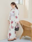画像14: 白紅椿柄浴衣【浴衣３点セット 浴衣/帯/下駄】OBI-g-500-kj-7-GYGE / HIMO-902-kj-5-RosePK / HEKO-800-sb-5-W / YA-1002-kj-R / GETA-02-ok-7-R / [YMT] (14)