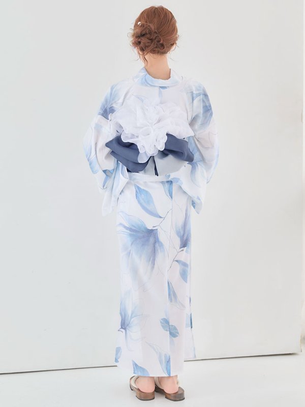 画像11: 送料無料！凛と咲く清涼蒼花浴衣【浴衣３点セット 浴衣/帯/下駄】[OF04]【予約 / 4月下旬発送予定】 (11)