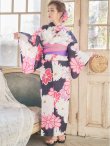 画像4: 【浴衣セール】【浴衣】大輪の菊模様浴衣セット（19obi-4/Yheko-WH/Yhimo-P /CG-17-P）[YMT] (4)
